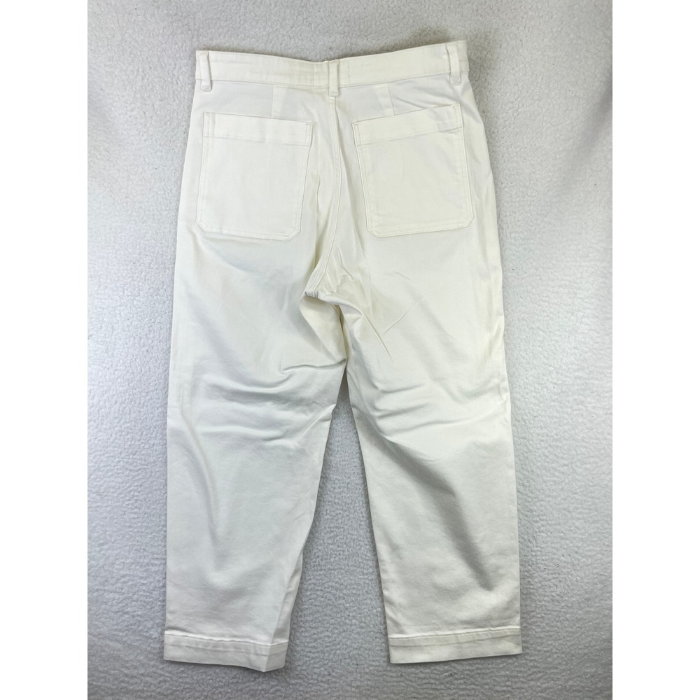 Everlane Straight Leg Crop Pants Women's Size 16 White Cotton Stretch Casual - Picture 6 of 9
